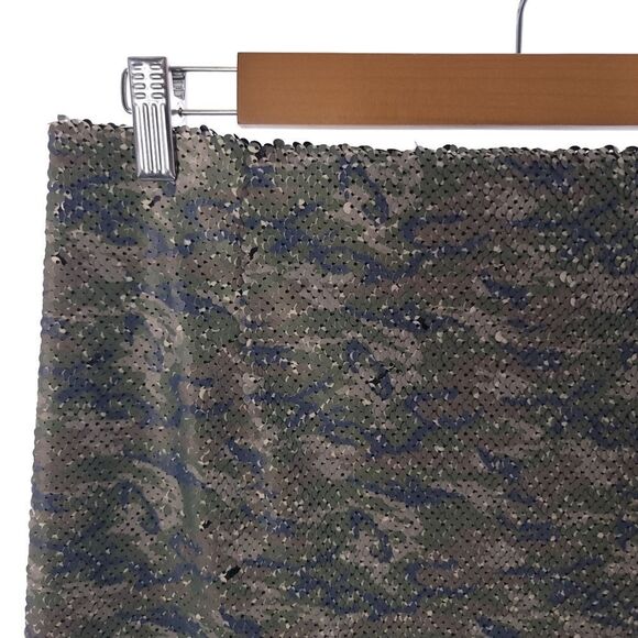 Free People One Camo Mini Skirt Reversible Sequin Back Zip Closur Womens Size 6 - Picture 7 of 16